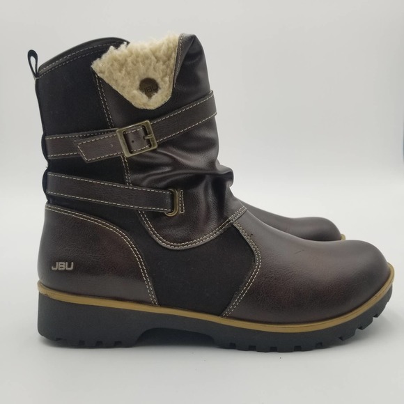 JBU Shoes - JBU by Jambu Evans Vegan Leather Booties Faux Fur Brown Women's 8